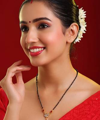 Gold plated kundan red stone mangalsutra 1