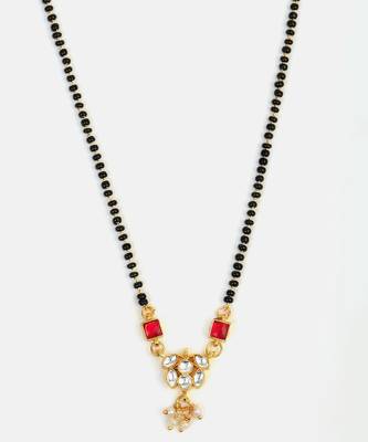 Gold plated kundan red stone mangalsutra 3
