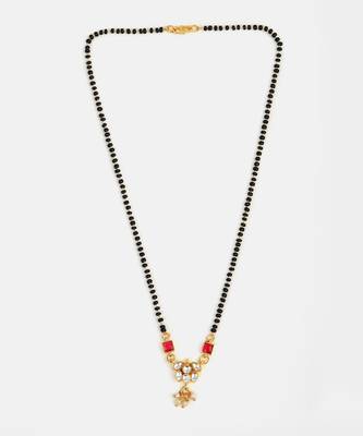 Gold plated kundan red stone mangalsutra 4