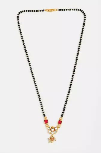 Gold plated kundan red stone mangalsutra