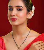 Gold plated kundan green stone mangalsutra