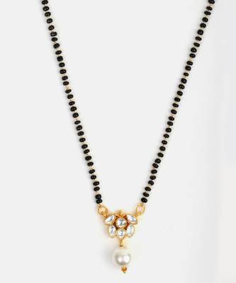 Gold plated kundan white stone mangalsutra 3