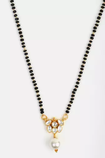 Gold plated kundan white stone mangalsutra