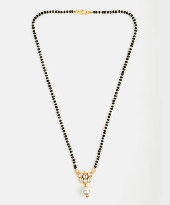 Gold plated kundan white stone mangalsutra 4