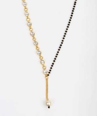 Gold plated kundan beaded white stones chain mangalsutra 3