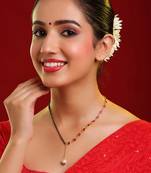 Gold plated kundan red stone mangalsutra