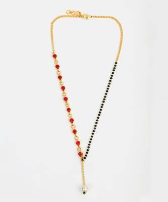 Gold plated kundan red stone mangalsutra 2