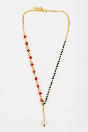 Gold plated kundan red stone mangalsutra