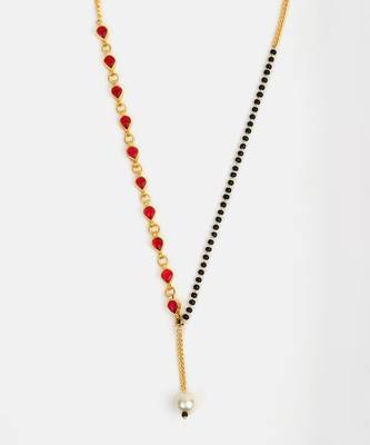 Gold plated kundan red stone mangalsutra 3