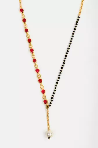 Gold plated kundan red stone mangalsutra