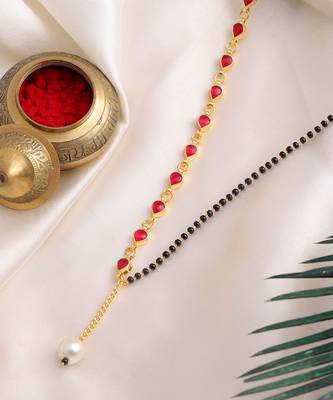 Gold plated kundan red stone mangalsutra 4