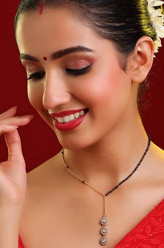 Gold plated kundan mangalsutra