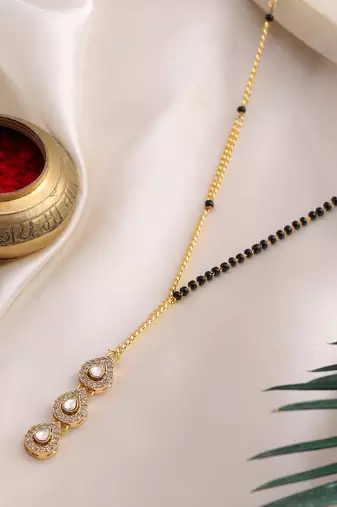 Gold plated kundan mangalsutra