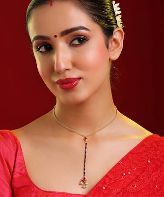 Gold plated kundan red stone mangalsutra 1