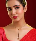 Gold plated kundan red stone mangalsutra