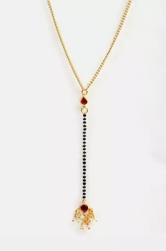 Gold plated kundan red stone mangalsutra
