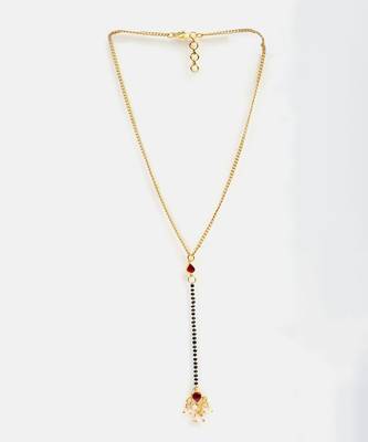 Gold plated kundan red stone mangalsutra 4