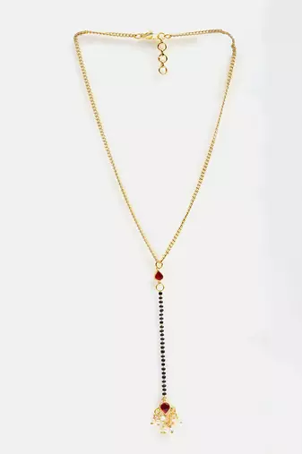 Gold plated kundan red stone mangalsutra