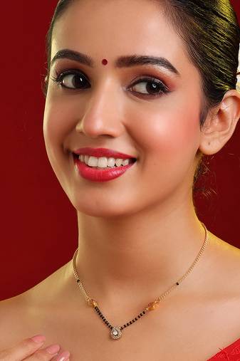 Gold plated kundan chain mangalsutra