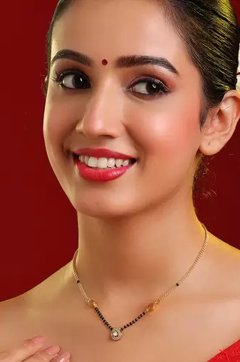 Gold plated kundan chain mangalsutra