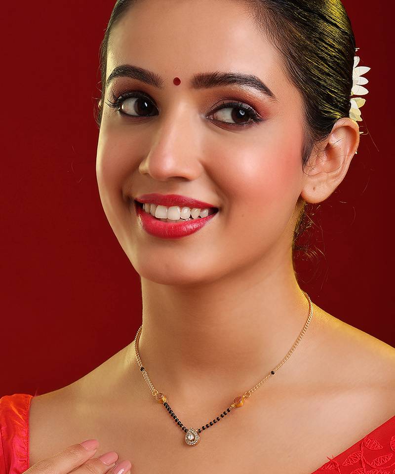 Gold plated kundan chain mangalsutra