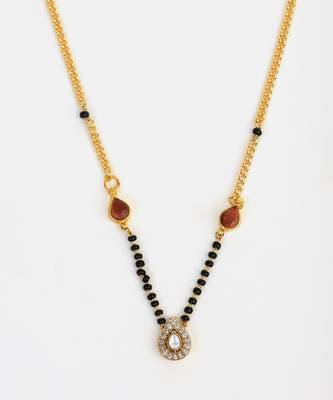 Gold plated kundan chain mangalsutra 2