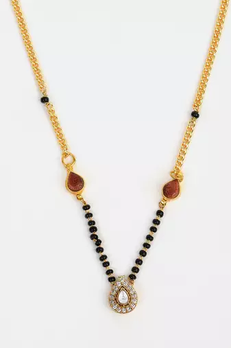 Gold plated kundan chain mangalsutra