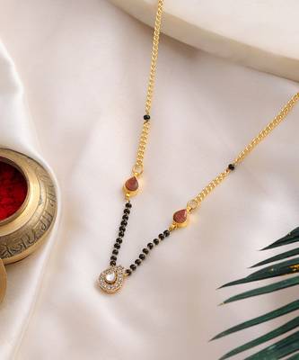 Gold plated kundan chain mangalsutra 4