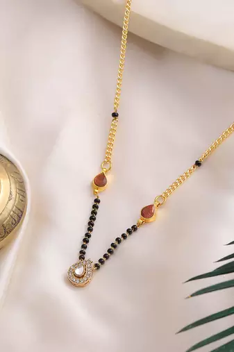 Gold plated kundan chain mangalsutra