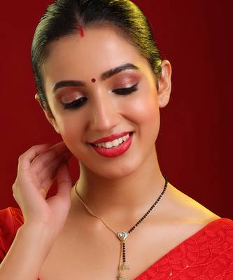 Gold plated kundan teal green mangalsutra 1