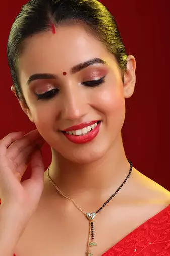 Gold plated kundan teal green mangalsutra