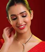Gold plated kundan teal green mangalsutra
