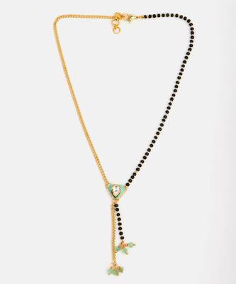 Gold plated kundan teal green mangalsutra 3
