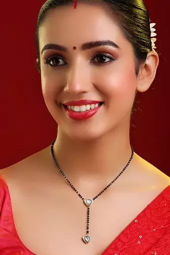 Gold plated kundan green mangalsutra