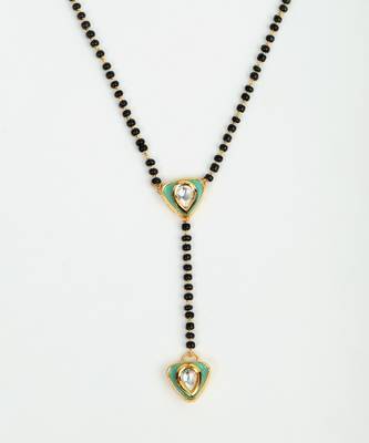 Gold plated kundan green mangalsutra 2