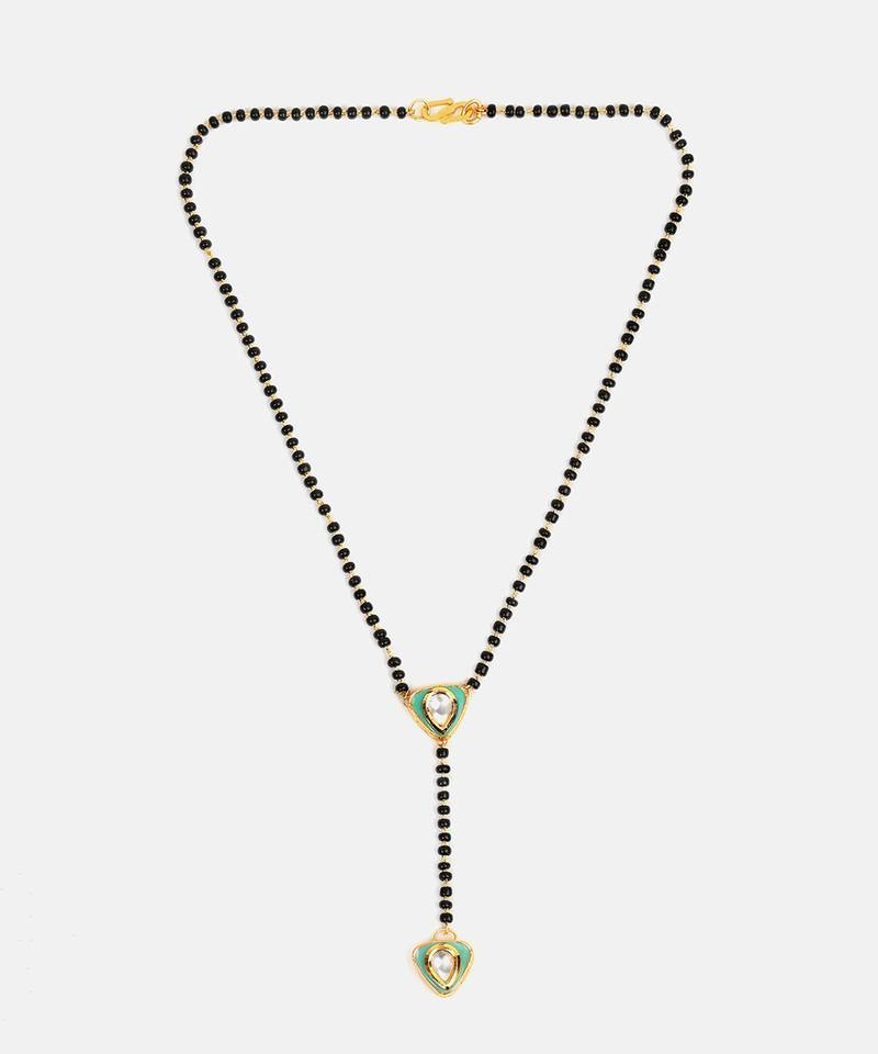 Gold plated kundan green mangalsutra