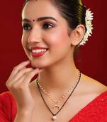Gold plated kundan pearl chain layered mangalsutra