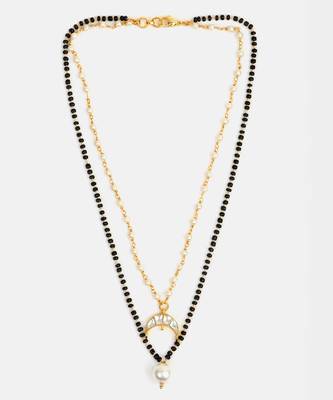 Gold plated kundan pearl chain layered mangalsutra 2