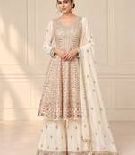 Off white heavy georgette embroidered suit se