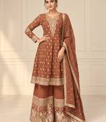 Brown heavy georgette embroidered suit se