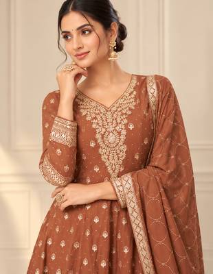 Brown heavy georgette embroidered suit se 2