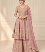 Mauve heavy georgette embroidered suit se