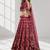 MAROON SEQUINS & EMBROIDERED ART SILK FESTIVAL LEHENGA CHOLI SET