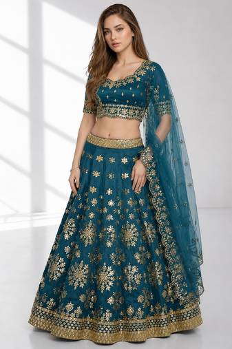 RAMA SEQUINS & EMBROIDERED ART SILK FESTIVAL LEHENGA CHOLI SET