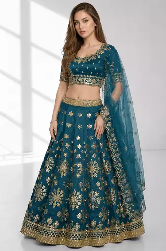 RAMA SEQUINS & EMBROIDERED ART SILK FESTIVAL LEHENGA CHOLI SET