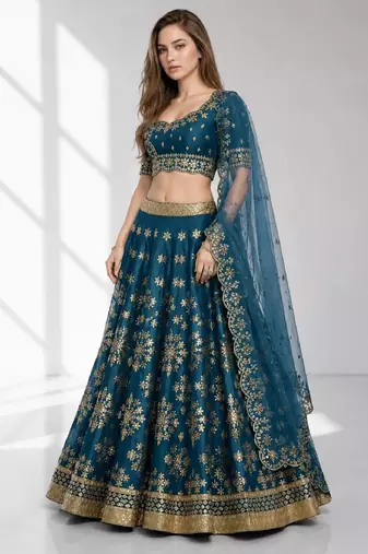 RAMA SEQUINS & EMBROIDERED ART SILK FESTIVAL LEHENGA CHOLI SET