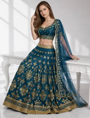 RAMA SEQUINS & EMBROIDERED ART SILK FESTIVAL LEHENGA CHOLI SET 4