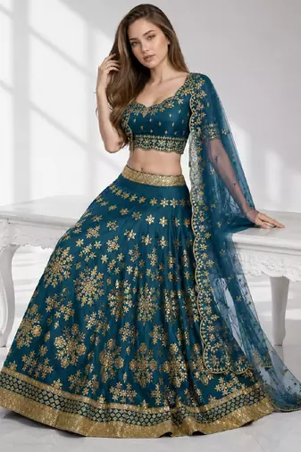 RAMA SEQUINS & EMBROIDERED ART SILK FESTIVAL LEHENGA CHOLI SET