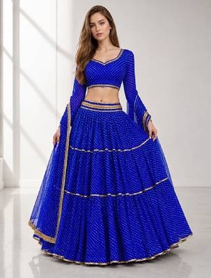 BLUE LERIYA GEORGETTE FESTIVAL LEHENGA CHOLI SET 1