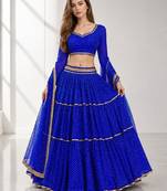 BLUE LERIYA GEORGETTE FESTIVAL LEHENGA CHOLI SET